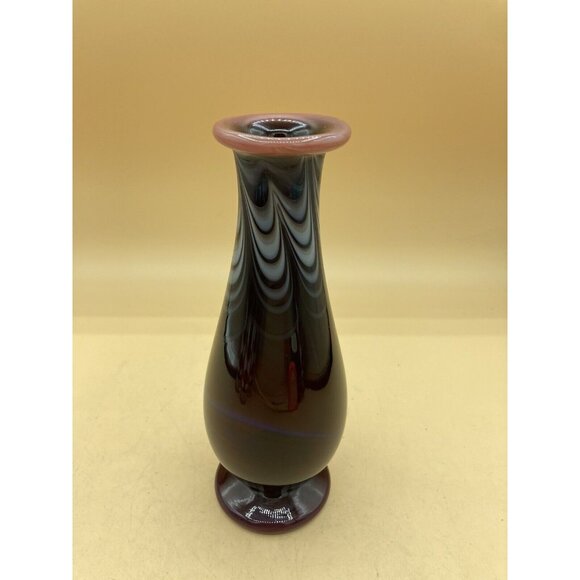 Alder House Oregon Buzz Williams Art Glass 8” Vase Red Signed 1980 Hand Blown - Picture 1 of 10